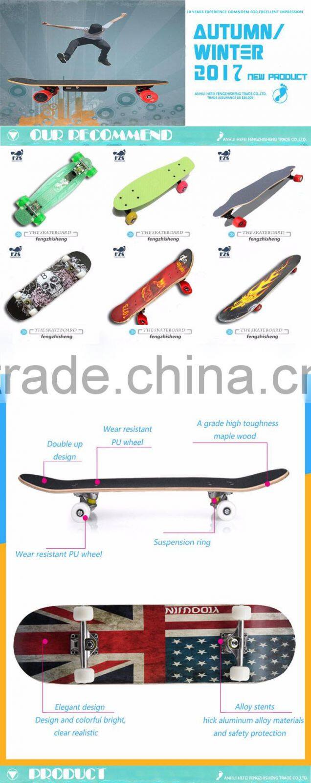 HSJ235 Low Price wholesale professional plastic skateboard for kids