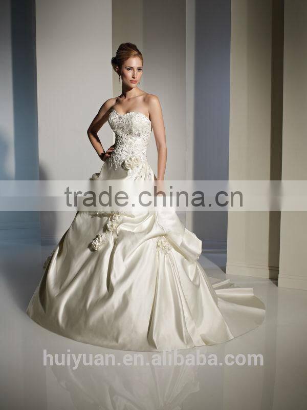 new style lace satin puffy princess ball gown wedding dress