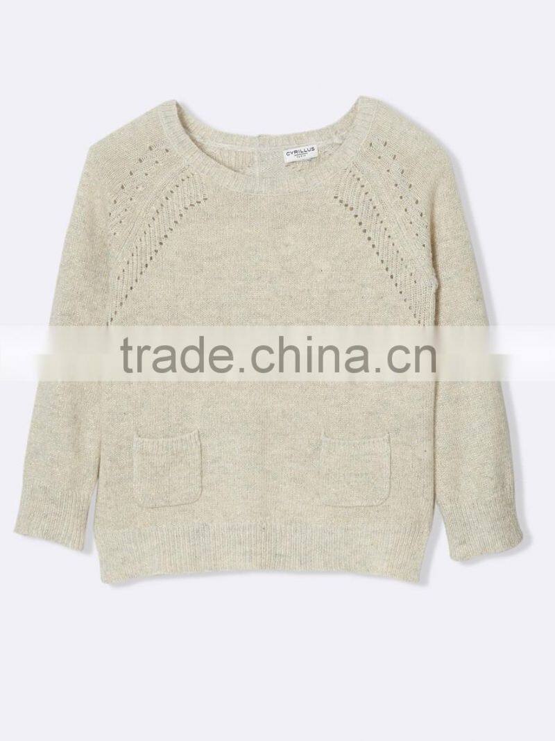 High Quality baby sweater design with Patch pocket Mock button (BKNB31)