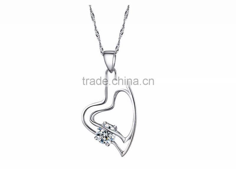 Indian Designer Silver Finish CZ Stud Heart Pendant