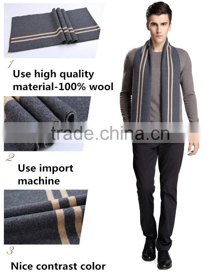 Fashionable Design Top Men's 100% Wool Knit Winter Soft Scarf