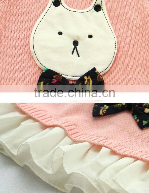 Sleeveless kids summer knit dress new style baby girl frill dress