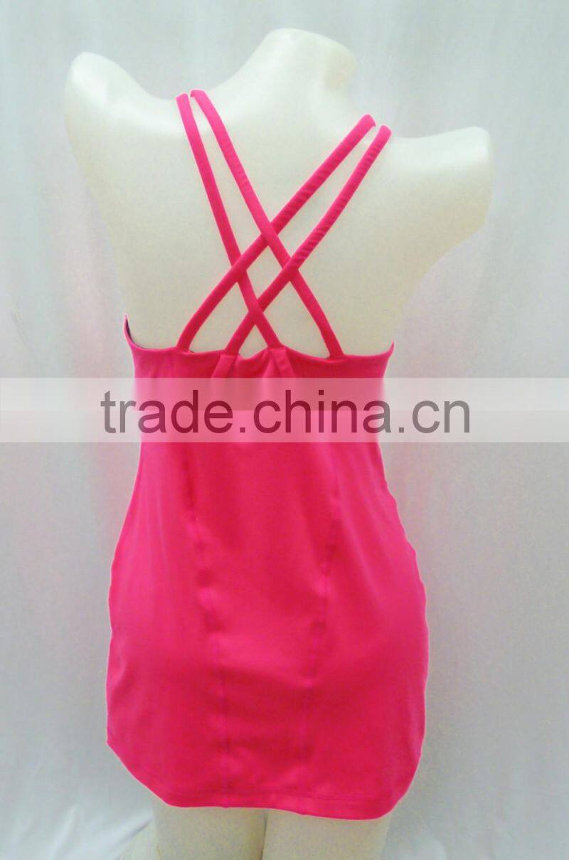 oem service pure color fitting lady's singlet / tank tops sexy fashion yoga singlet