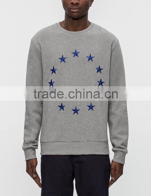 2017 custom new design mens plain slim fit crewneck no hood sweatshirt