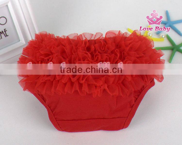 Hot Sale Adorable Solid Color Baby Lace Bloomers Wholesale Lace Ruffle Cotton Bloomers