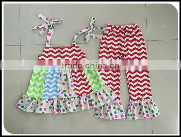 2016 easter outfits girls polka dots and chevron dress and pants cute easter clothing toddle girls outfits hot sale spring sets