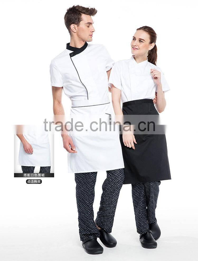 Juqian Traditional Fit white Short Sleeve Chef Coat Uniform/Knotted Cloth Buttons 100% Cotton Cook Uniform