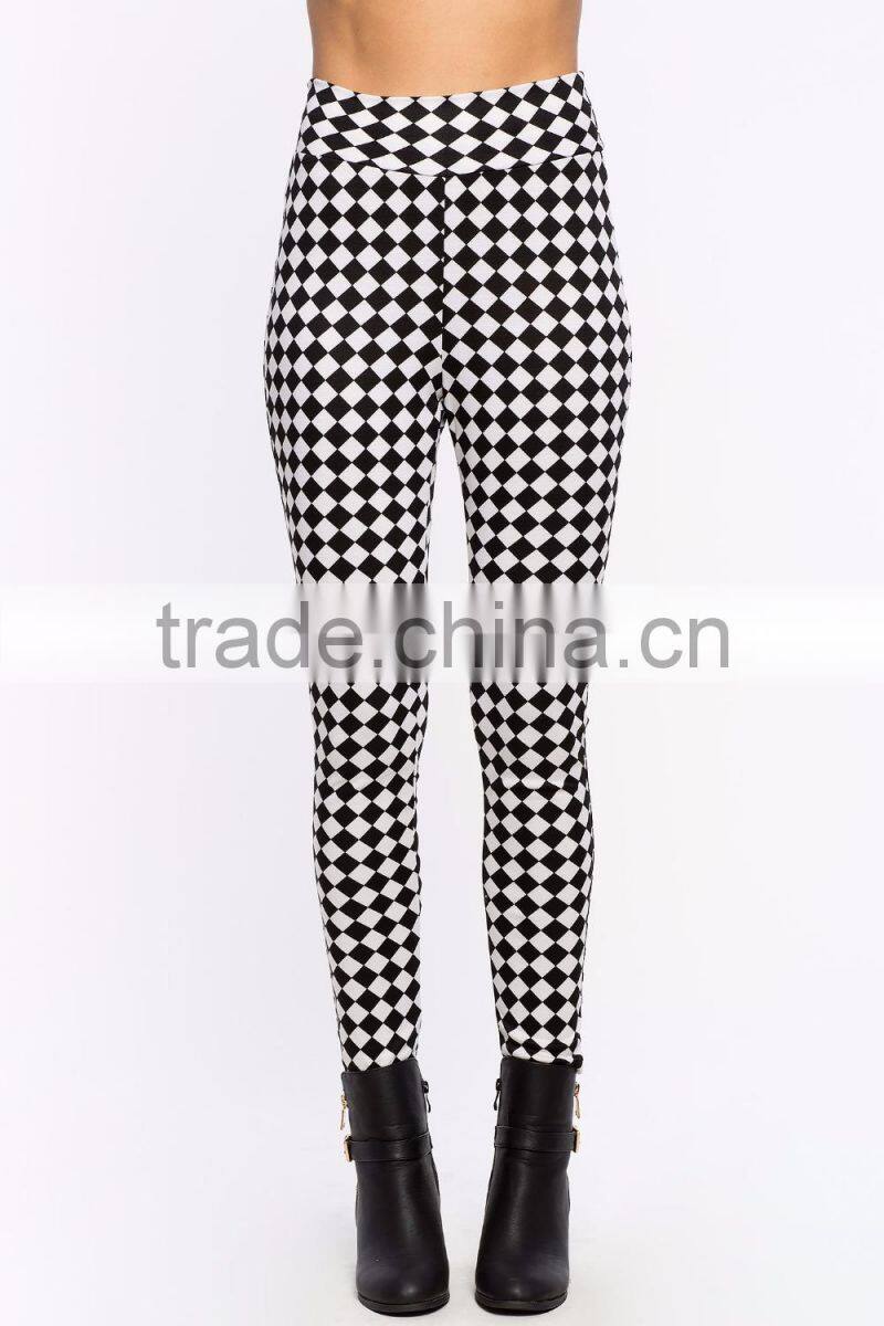 Latest fashion diamond printed fitness leggings for women pants