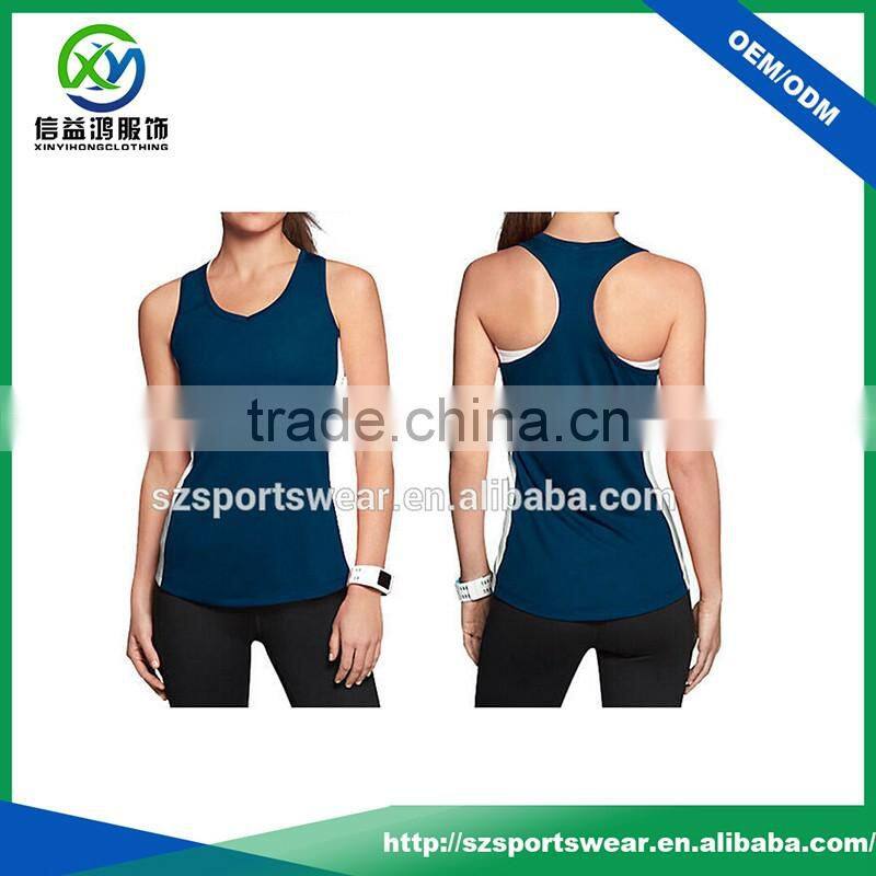 Morden Styling Polyester Jacquard sexy Woman's Tank Tops In Navy Blue