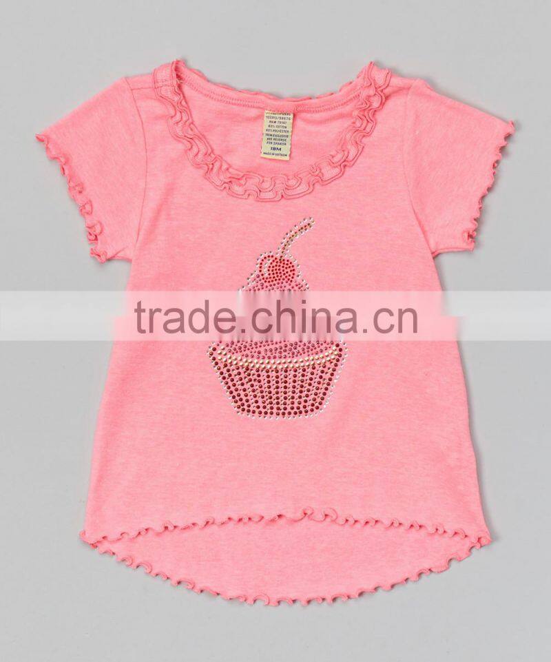 2016 Pink Cupcake Girl T-shirt Short Sleeve Cute Girl Tops Fancy Kids Clothing GT90423-23