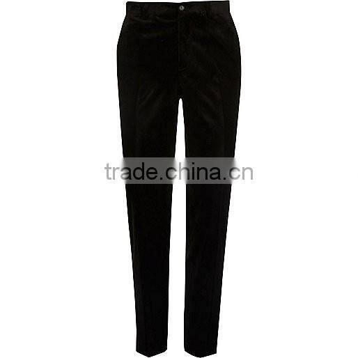 Men's Black smart velvet skinny fit pants