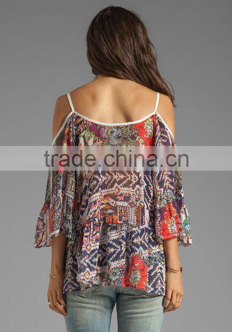 open shoulder poly top