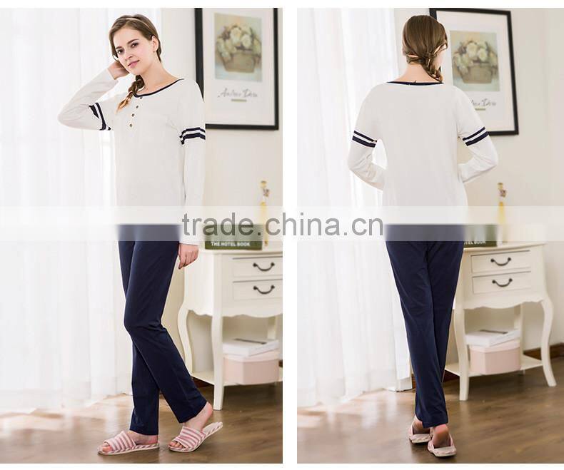 Best Price Qianxiu Long Sleeved Stylish Knit Cotton Couple Men Comfort Pajama