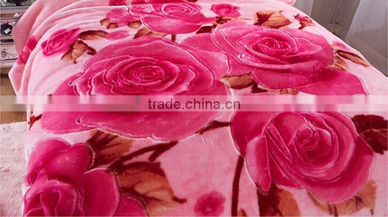 Alibaba supplier 100%polyster rashell home rose print mink blanket