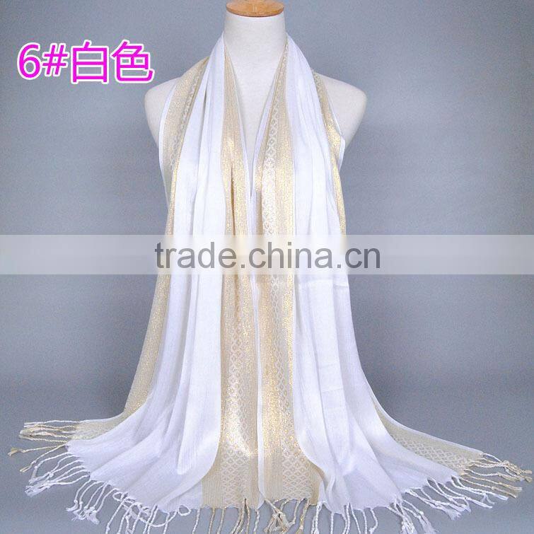 shiny long tassel muslim scarf/16 color muslim tassel scarf/islamic hot sell women hijab