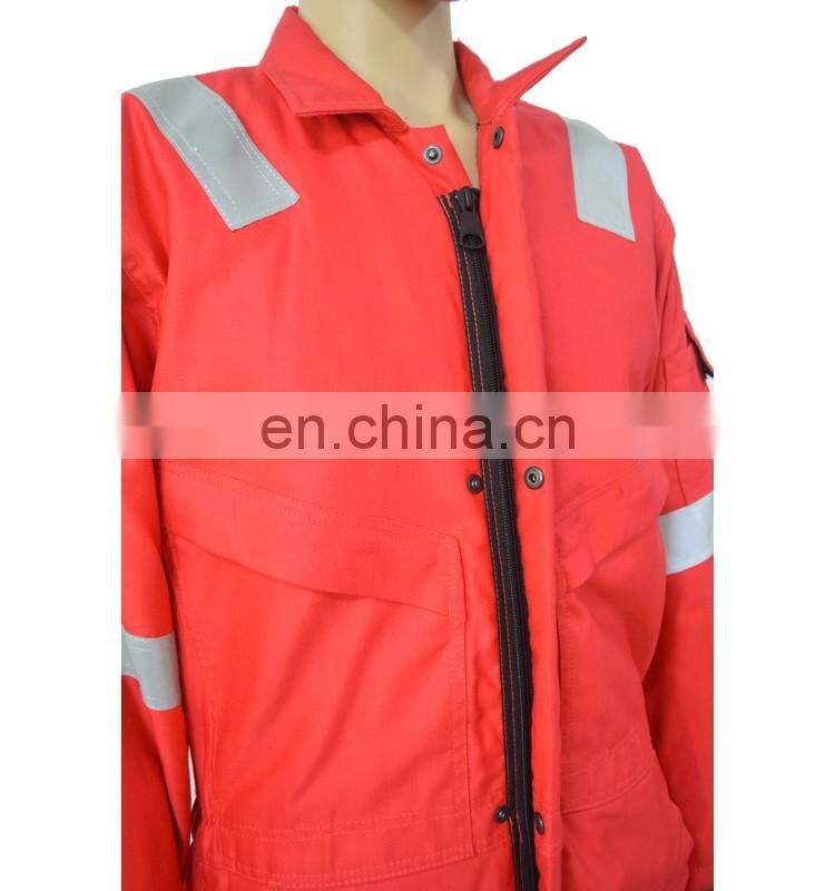 China Supplier Men's Zip Front 100 Cotton fire retardant fireproof winter coverall with reflective tapes