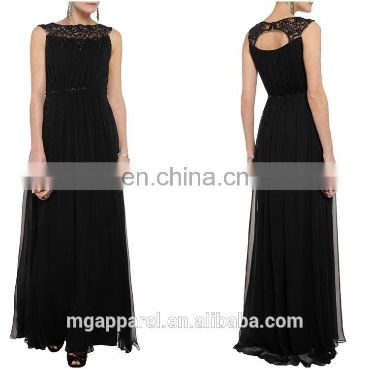 Real Images Customized A-line chiffon gown with lace Embroidery Evening Dresses 2015