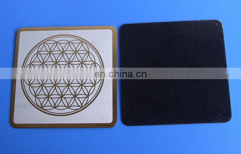 metal custom cup coster / cup mat / Beverage coaster with leather around