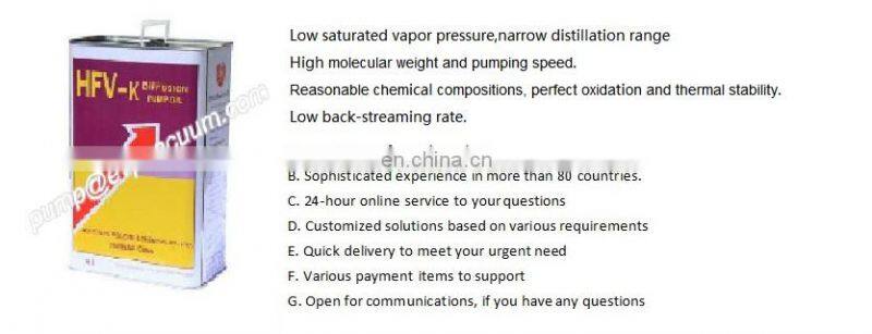 HFV high vacuum pump oil china make identical to leybold alcatel food grade for oil diffusion pump