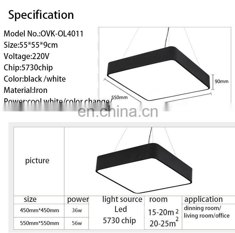 36W modern led square hanging office lights