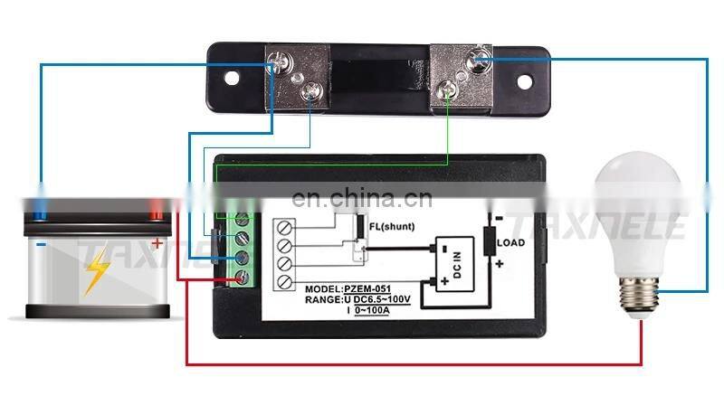 DC Voltmeter Ammeter Power Energy Digital Voltage Current Meter LCD 4 inch DC 6.5-100V 100A with Shunt