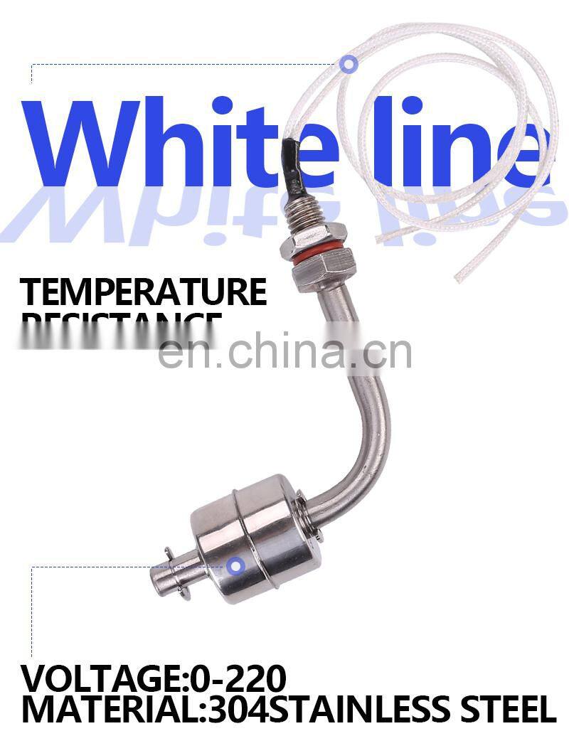 304 White Stainless Steel Float Switch L type Liquid Water Level Sensor Switch Internal Float Switch 120 Degree