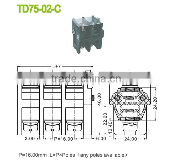 16.00mm Pitch Panel mount terminal block 4 pin connectors