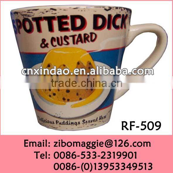 V Shape Wholesale Custom Prited Prormotional Colored Ceramic Mugs for Tableware
