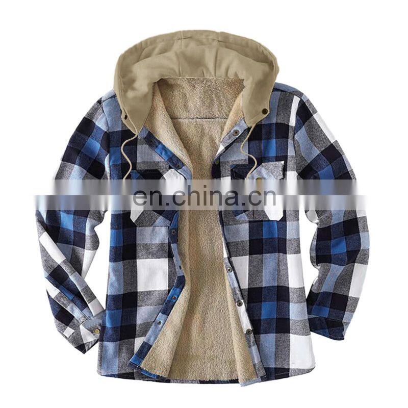 2021 Christmas Amazon Independent Station Hot Sale New European and American Men's Hooded and Fleece Shirt Jacket