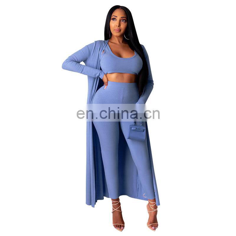 Manufacturer customized logo spring and autumn women's long-sleeved fashion sports robe jacket three-piece suit
