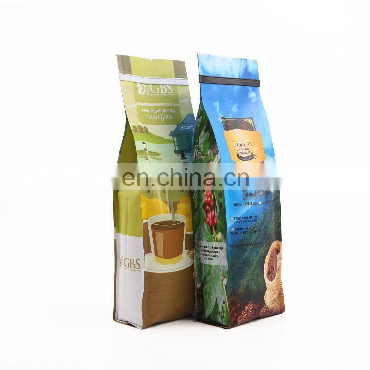 Eco-friendly wholesale side gusset custom printing aluminum foil coffee bag one way valve side gusset packaging pouches