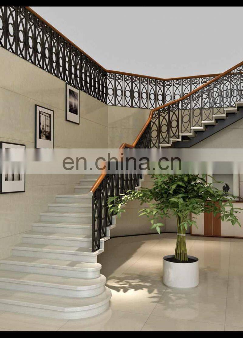 Low cost floating wooden step with light curved staircase