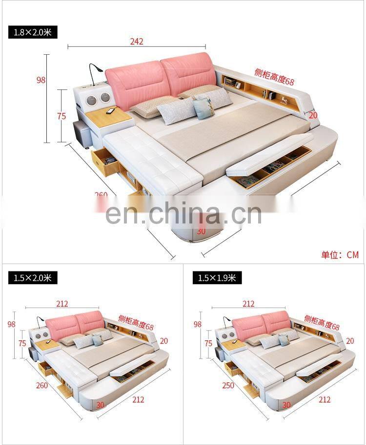 Home modern furniture classic design wooden leather bed