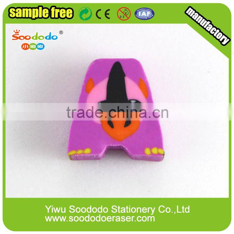 Cute Extruded rubber erasers animal letter eraser