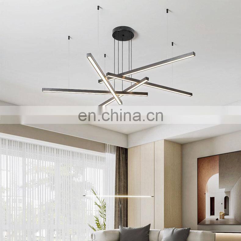 Golden liner led pendant ceiling light golden simple handling lamp living room decorative pendant lamp office lighting