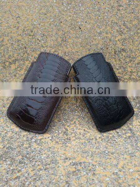 Luxury exotic skin ostrich leg skin leather sleeve for iphone 6 mobile phone sleeve