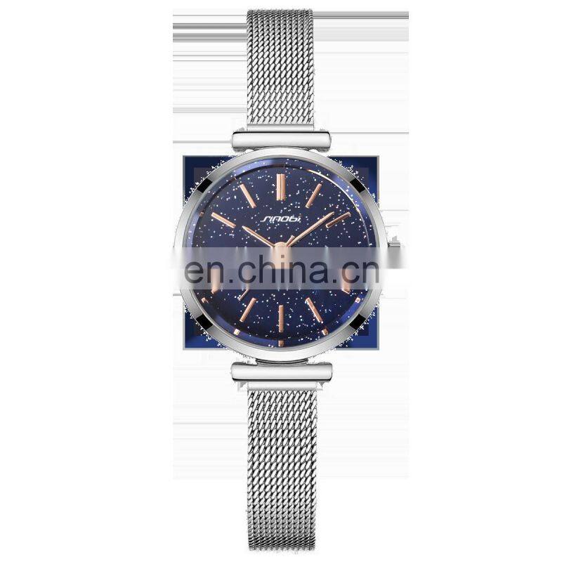 SINOBI Starry Sky Series Watch S9803L Women Gorgeous Wrist Watches Ultra Mesh Band Lady Handwatch 2021 Chic Watches