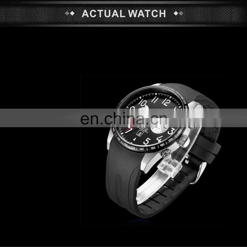 Wholesale Business Chronograph Man Watch Black Silicone Strap Waterproof Mens Sport Watches Japan Quartz Movement Watches