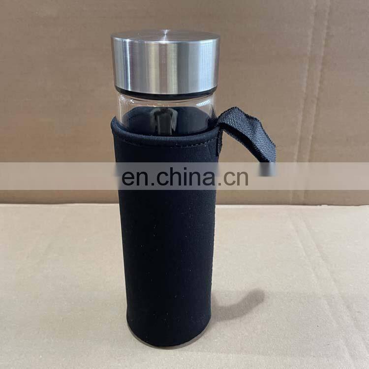 500ml Custom Borosilicate Glass Water Bottle With Neoprene Sleeve