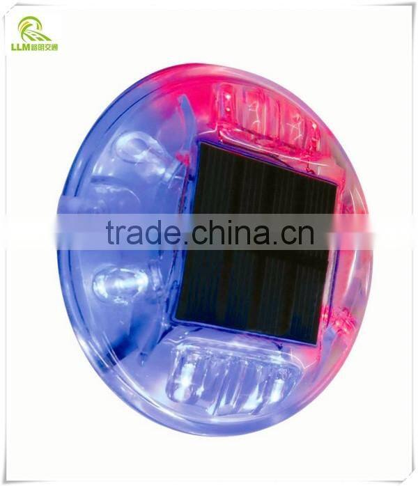 Direct manufacture double colors LED crystal round solar cat eye road stud