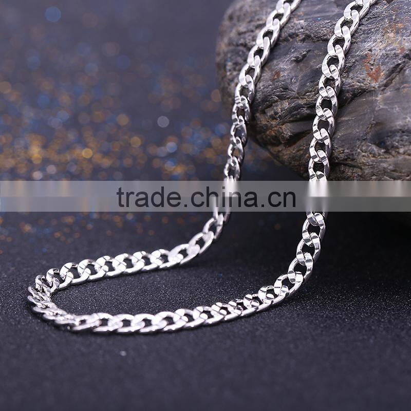 Yiwu Wholesale Fashion Rhodium Plated Different Types Curb Chain Of Necklace