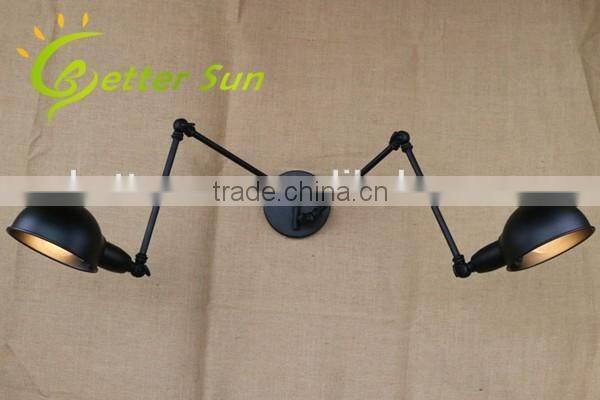 Double-headed Adjustable Swing Arm Black Iron Interior LED Wall Light