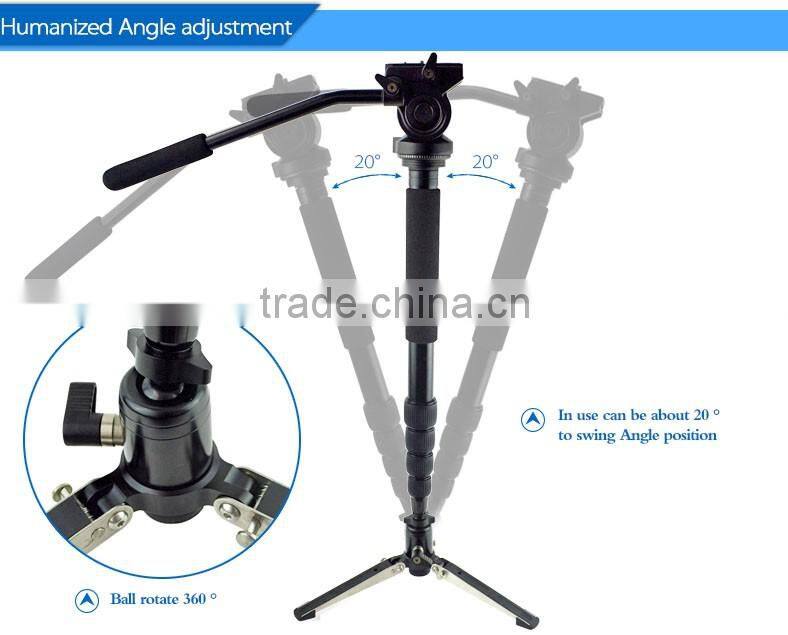 New most stable leg and Professional Telescopic Monopod extendable 5 sections aluminum Fluid video camera monopod
