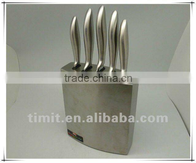 6pcs stainless steel hollow handle good quality with s/s block kitchen knife