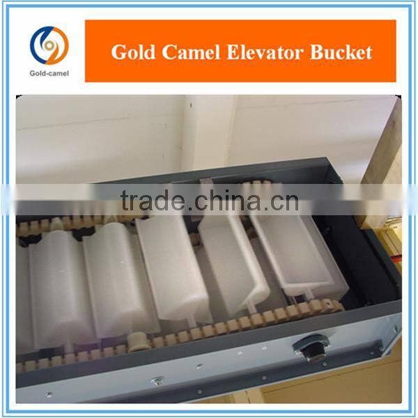 Link chain elevator bucket