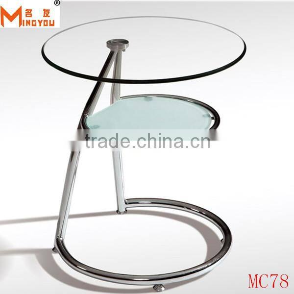 2 tiers glass stainless steel design coffee table