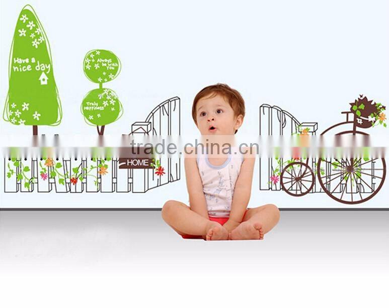 Removable Wall Stickers Environmental Bedroom living room entrance hallway wall stickers bicycle green fence stickers Sweet Home