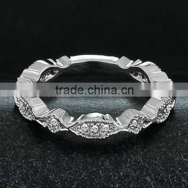 Fashion Design White Round CZ In Copper Alloy Ring Rhombus Connecting Ring