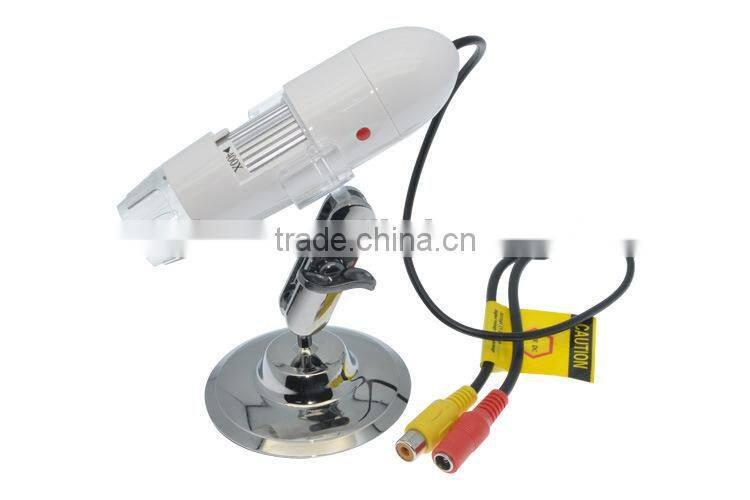 400X AV Digital Microscope Endoscope Magnifier Camera TV Out 2.0MP With 8 LED,XR-M400B, White