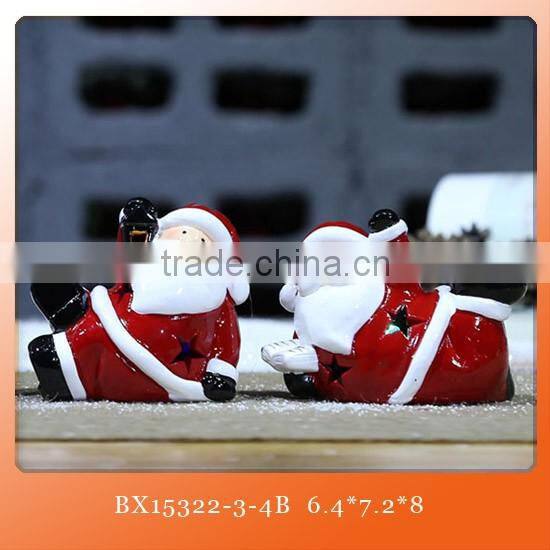 ceramic christmas red apple with santa claus decorative for sale